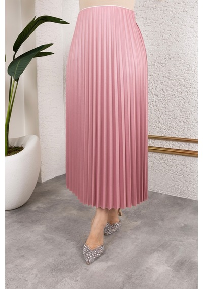 Hira Life Fashion Kadın Tesettür Giyim Ve Deri Görünümlü Beli Lastik Detayı İle Piliseli Uzun Etek Gül Gül Hira Life Fashion Kadın Tesettür Giyim Ve Deri Görünümlü Beli Lastik Detayı İle Piliseli Uzun Etek Gül Gül