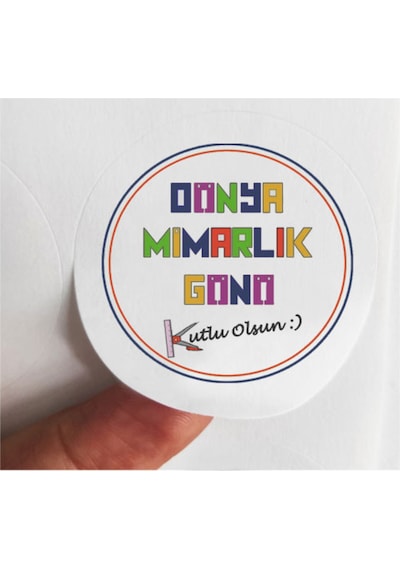 48 Adet 4 Cm Dünya Mimarlık Günü Kutlu Olsun Baskılı Mat Etiket Sticker -2