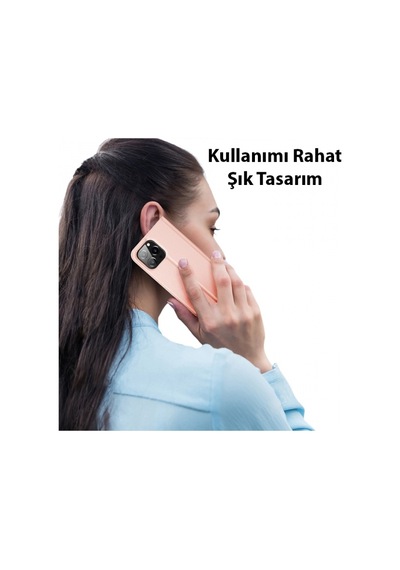 More TR Dux Ducis Apple Uyumlu iPhone 14 Pro Max 6.7 Kılıf Skin Pro Series Flip Cover Kapaklı Kılıf - Rose Gold