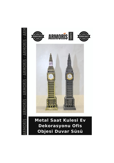 Metal Saat Kulesi Ev Dekorasyonu Ofis Objesi Duvar Süsü Çok Renkli