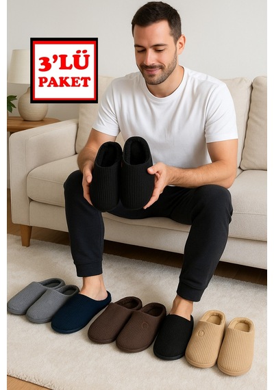 Modafrato 3'lü Paket Velvet Erkek Terlik Ev Terliği Kışlık Yumuşak Tabanlı Çok Renkli Modafrato 3'lü Paket Velvet Erkek Terlik Ev Terliği Kışlık Yumuşak Tabanlı Çok Renkli