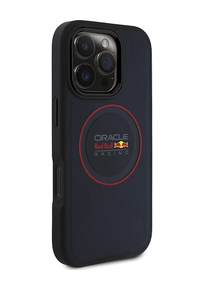 Apple Uyumlu iPhone 16 Pro Max Kılıf Redbull Lisanslı Magsafe Kırmızı Halka Ve Logolu Deri Kapak Lacivert