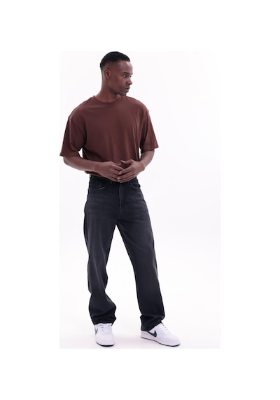 Freemen Erkek Baggy Bol Kesim Kot Pantolon Koyu Siyah