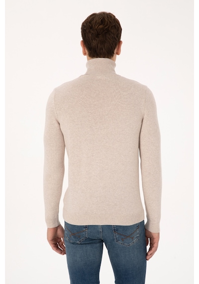 U.S. Polo Assn. Erkek Slim Fit Boğazlı Yaka Taş Melanj Kazak 50313640-VR225