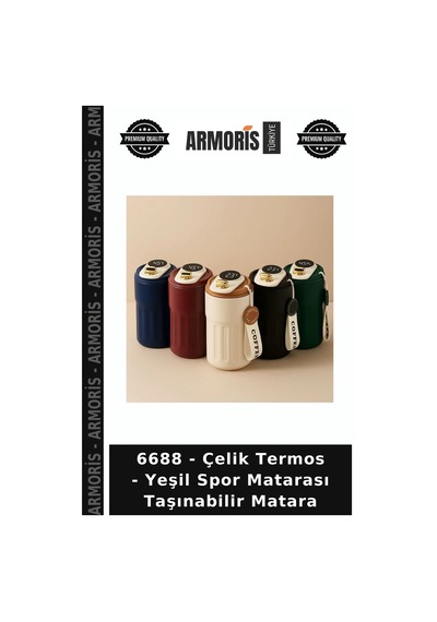 6688 - Çelik Termos - Yeşil Spor Matarası Taşınabilir Matara Çok Renkli