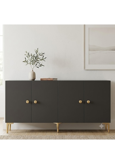 Ka1817ag Simple Konsol Ve Tv Sehpası Antrasit-gold 180cm