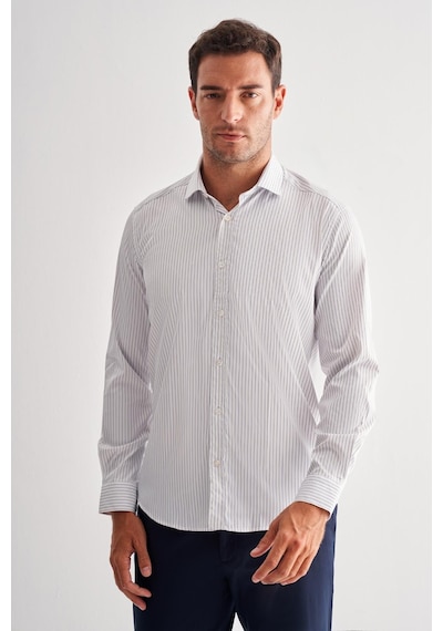 İmza Beyaz Yarım İtalyan Yaka Uzun Kol Cepsiz Slim Fit Cls Gömlek 1004255174 Duman Beyaz