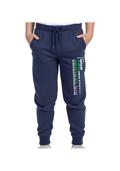 Panios Kids Urban Style Baskılı Beli Lastik Detaylı Jogger Eşofman Altı Lacivert
