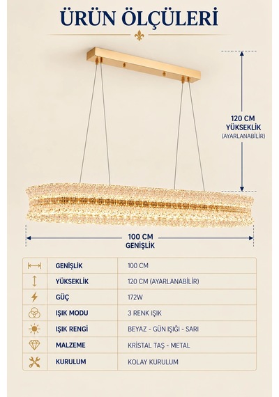 Modern Premıum Sarkıt Avize Gold Kasa Üç Renk Led Lüx Avize 172w Beyaz