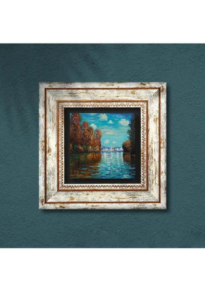 Claude Monet Sonbahar Taş Duvar Tablosu - Çerçeveli Taş Tablo - Dekoratif Duvar Sanatı - Modern Ev Ve Ofis Duvar Dekoru T1-254