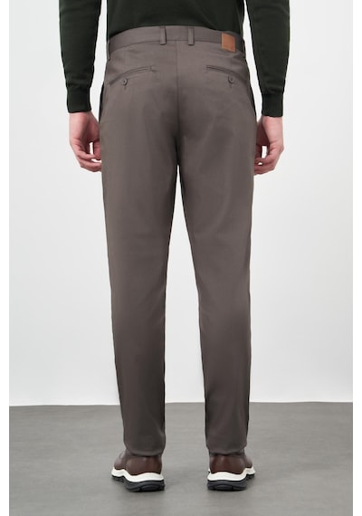 İmza Koyu Haki Düz Armürlü Pamuklu Yan Cep Comfort Fit Casual Pantolon 1003245164 Koyu Haki