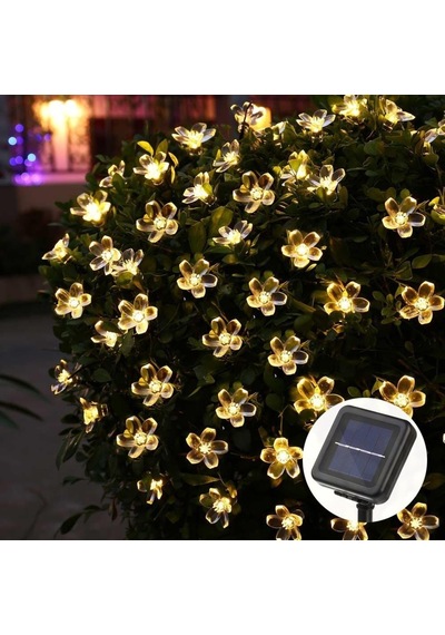 Technojet 50 Ledli Solar Çiçekli Gün Işığı Bayçe Aydınlatma Dekor Çok Renkli