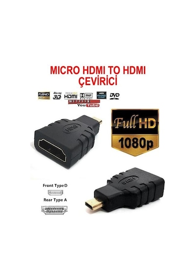 Micro Hdmi To Hdmi Çevirici Dönüştürücü Hdmi Adaptör Mikro BST-2025P