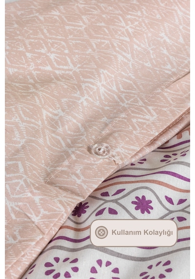 Elart Liya Nevresimli Pike Takımı Çift Kişilik Pamuklu 5 Parça 200x220 Cm Pudra Pudra
