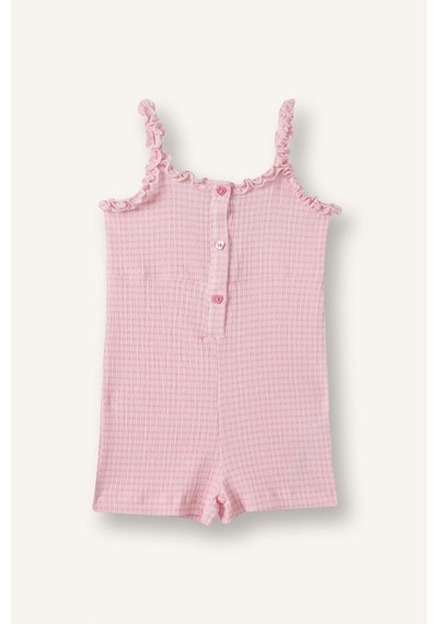 Defacto Askılı Kırışık Dokulu Kısa Tulum Kız Bebek H4273a526smpn171 Pembe-pn171