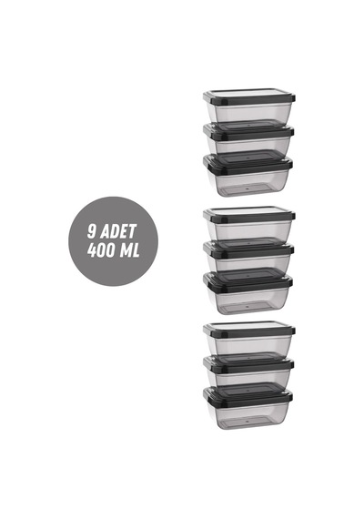 Saklama Kabı 9 Adet 400 Ml Saklama Kutusu Düzenleme Depolama Siyah