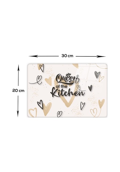 Cam Kesme Tahtası|Queen Of The Kitchen Love|20cm x 30cm