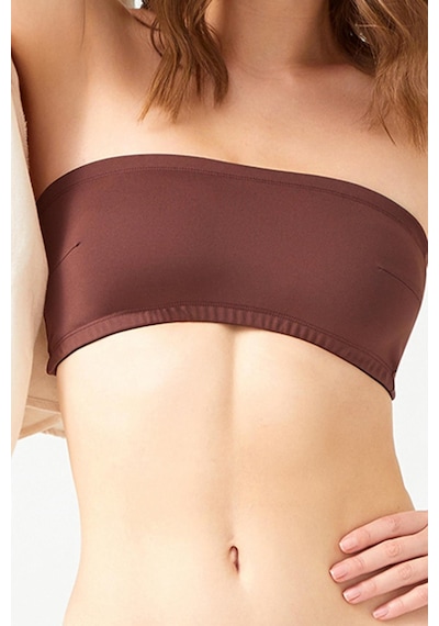 Cottonhill Straplez Crop Top Büstiyer Koyu Kahverengi Koyu Kahve