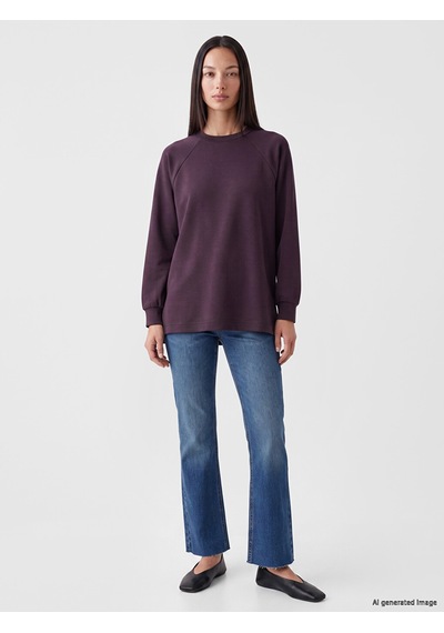 LC Waikiki Lc Waıkıkı Mürdüm Soft Touch Oversize Kadın Sweatshirt Tunik