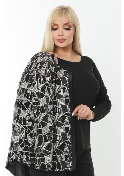 Ladies First Büyük Beden 3785 Siyah Ceket+elbise Takım 001