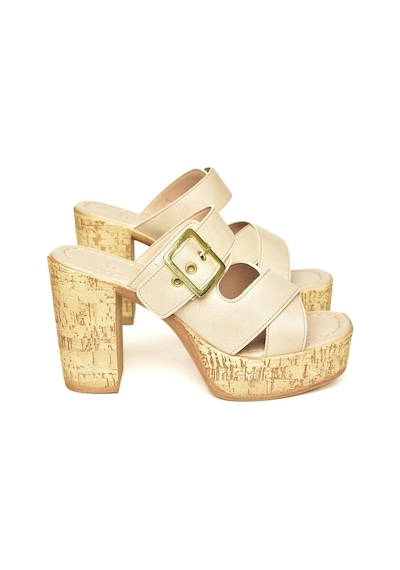 Fox Shoes U996251709 Bej Kalın Topuklu Kadın Ayakkabı Bej