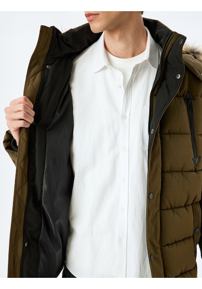 Koton Şişme Mont Suni Kürklü Kapşonlu Etiket Detaylı Slim Fit Fermuarlı Yeşil 5wam00006hw Yeşil Koton Şişme Mont Suni Kürklü Kapşonlu Etiket Detaylı Slim Fit Fermuarlı Yeşil 5wam00006hw Yeşil