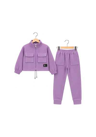 Modanino Kız Çocuk Welsoft Kumaş Crop Hırkalı Alt-üst Takım 4-14 Yaş 12792hc Lila