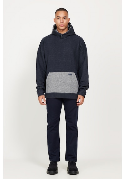 AC&Co / Altınyıldız Classics Erkek Indıgo Melanj Oversize Bol Kesim Kapüşonlu Desenli Pamuklu Sweatshirt İndigo