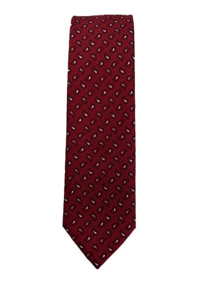 Brianze Bordo Küçük Şal Desen Kravat Mendil Set Bordo