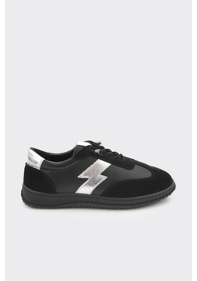 Derinet Hakiki Deri Kadın Sneaker Siyah Siyah