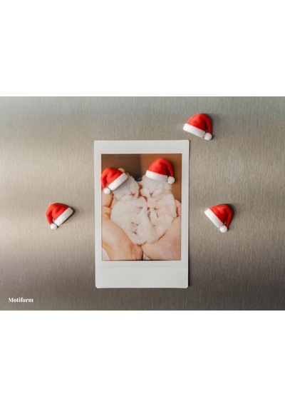 Yılbaşı Noel Baba Şapkası Fotoğraf Tutucu Minik Süs Buzdolabı Magneti
