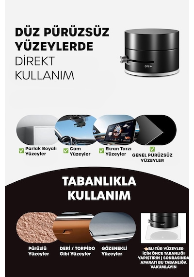 Araba Telefon Tutucu Ayarlanabilir Masa Üstü Vakumlu Mıknatıslı Magsafe Telefon Tutucu Siyah S53 Siyah