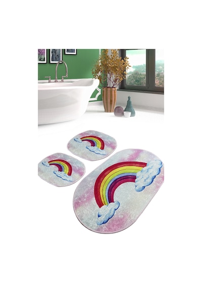 Leno Banyo Halısı Djt 3 Lü Set Çok Renkli