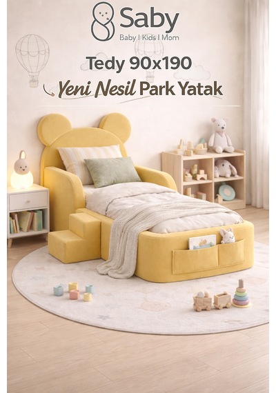 Saby Luxury Tedyy Baza Ve Başlıklı Montessori Full Sünger Yatak Seti - Sarı Saby Luxury Tedyy Baza Ve Başlıklı Montessori Full Sünger Yatak Seti - Sarı