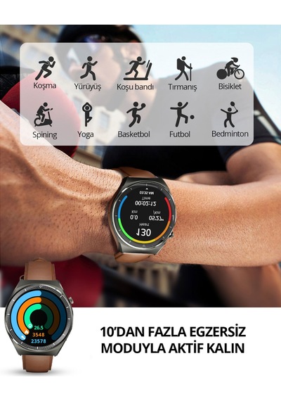 Aukey SW-2U-GY Smart Watch 2 Ultra 3.6 CM Amoled Ekran IP68 Akıllı Saat (Distribütör Garantili)
