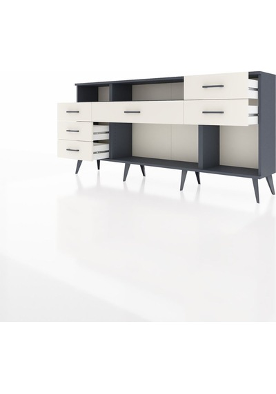 Arges Konsol 2 Raflı 6 Çekmeceli 176x30x83 Antrasit-antrasit/aytaşı Antrasit/aytaşı Arges Konsol 2 Raflı 6 Çekmeceli 176x30x83 Antrasit-antrasit/aytaşı Antrasit/aytaşı