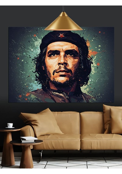 Küba Lideri Che Guevara Portresi Dekoratif Kanvas - Mdf Ahşap Tablo
