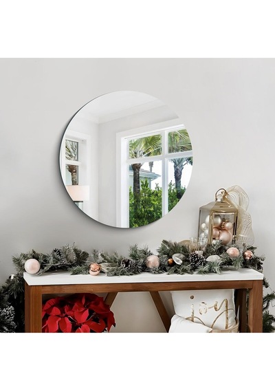 Yuvarlak Ayna, Dekoratif Ayna, Konsol Aynası, Hol Aynası, Dresuar Aynası 70çap 70 X 70 Gümüş