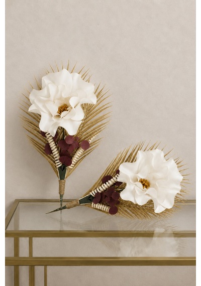 Lateks Çiçek - Beyaz & Gold - Dekor Çiçek 2 Adet Beyaz-gold - 722044194 Beyaz-gold