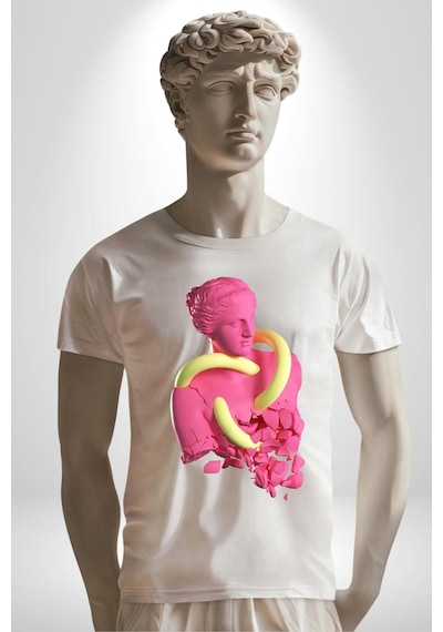 Pop Art Yaratıcı Heykel Pembe Unisex Unisex Beyaz Organik Baskılı T-shirt Penye Yüksek Kalite Beyaz Pop Art Yaratıcı Heykel Pembe Unisex Unisex Beyaz Organik Baskılı T-shirt Penye Yüksek Kalite Beyaz