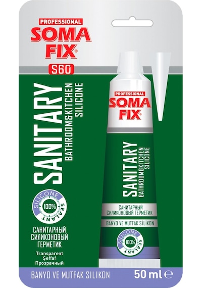 Somafix S60 Banyo Ve Mutfak Silikonu Tüp 50ml Şeffaf Şeffaf