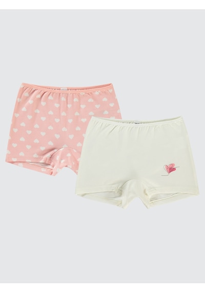 Civil Girls Kız Çocuk 2'li Boxer Set 2-10 Yaş Ekru