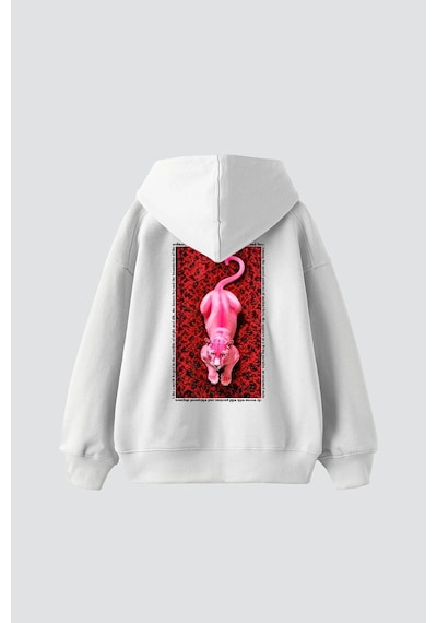 Startmore Pink Panther Baskılı Oversize Unisex Beyaz Beyaz