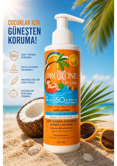 Proxone Çocuklar İçin Yüksek Korumalı Güneş Losyonu 50+spf 200 Ml
