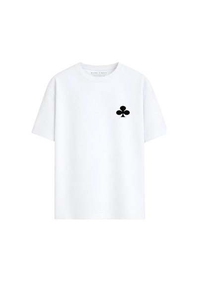 Black Nova Oversize Baskılı Unisex %100 Pamuk T-shirt Club King Beyaz