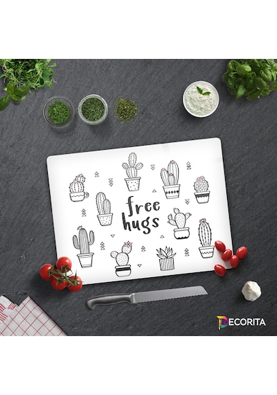 Decorita Cam Kesme Tahtası|Free Hugs|30cm x 40cm
