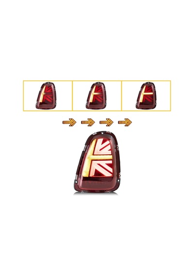 Autogp Mini Cooper R56 Stop Lambası Ledli British Flag 2008 / 2014 Kırmızı