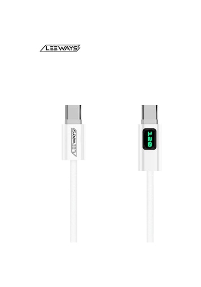 Leeways Dijital Göstergeli 120w Süper Hızlı Örgülü Type C To Type C Şarj Kablosu 1.2 Metre