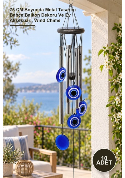 10 Adet Metal Rüzgar Çanı 75 Cm Boyunda Metal Tasarım Bahçe Balkon Dekoru Ve Ev Aksesuarı, Wind Chime