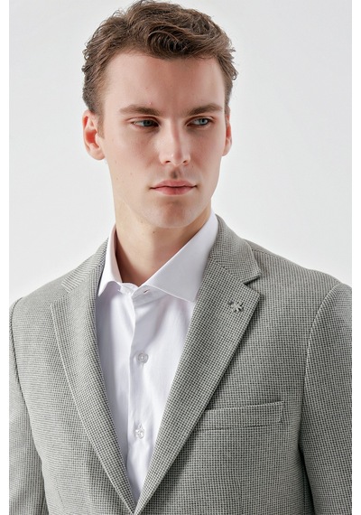 Morven Erkek Taş Örme Slim Fit Torba Cep Mono Yaka Spor Ceket 24ms002006870 Taş